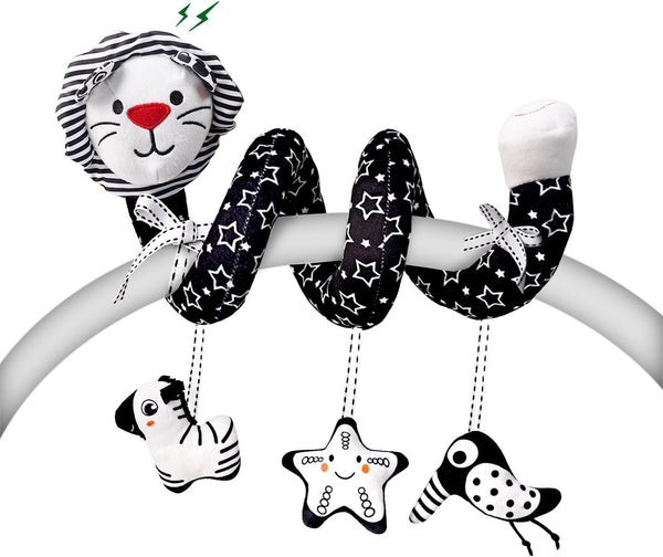 LiKee Spiral Car Seat Toys for Babies 0-6 Months, Black High Contrast