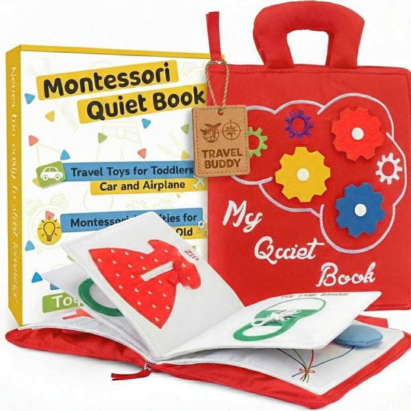 deMoca Busy Book for Toddlers 1-3, Quiet Montessori Airplane Activity Book, Travel