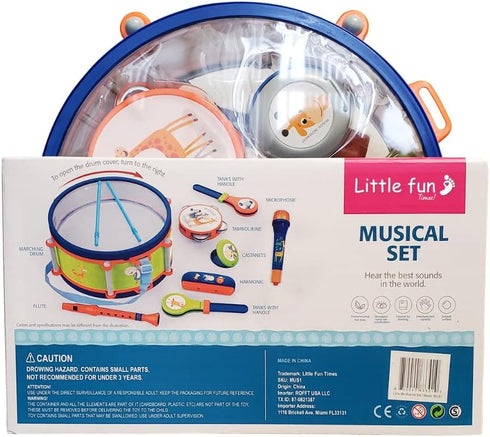 Set, 18 2 3 4 5 9 LITTLE FUN TIMES Toddler Musical Instruments Toys, Kids Drum Percussion, Harmonica, Maraca, Flute