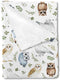Watercolor Owls Baby Blanket for Girl & Boy, Soft Swaddle Blanket, 30x40, Boho Leaves
