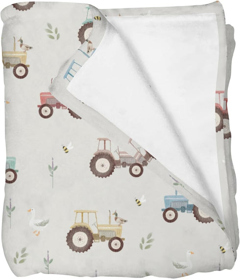 Selgkds Pastel Farm Trucks Meadow Baby Blankets for Girls Boys Boho Tractors Ducks