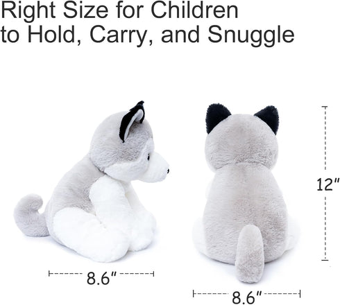 Siberische Husky Stuffed Animals, 12 inches Puppy Plush Toys for Kids Girls Boys Birthday Bedtime