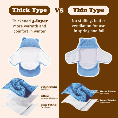 0-3 AiWMGL Baby Swaddle Blanket Boys Girls Fleece Winter Warm Adjustable Newborn Swaddling Wrap Soft Sleeping Sacks