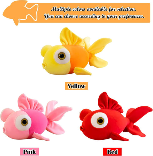 Fish Stuffed Animal, 13.78" Yellow Goldfish Plush Cute Toy Gifts for Kids Adults