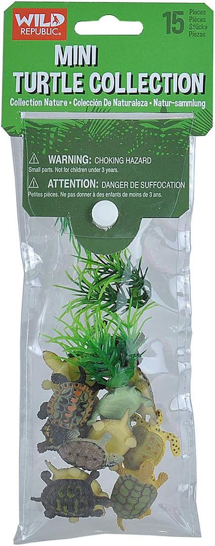 Wild Republic Mini Turtle Polybag, Kids Gifts, Educational Toys, Reusable Bag, 15Piece