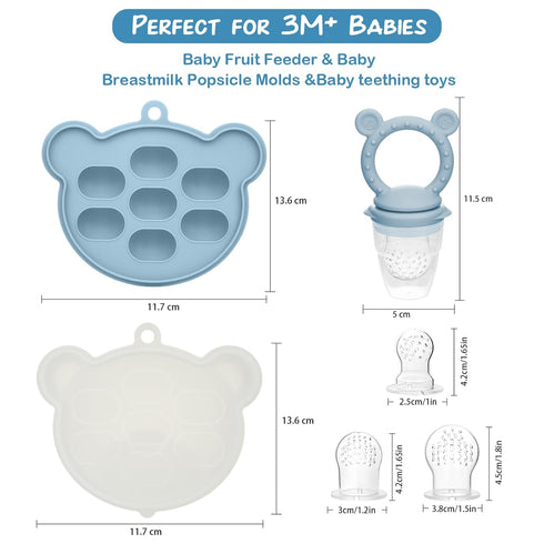 (2 Pack), WAJIAYON Baby Breastmilk Popsicle Molds & Fruit Feeder Baby Food Freezer Tray Storage Containers, Silicone