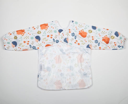 Baby Bib Long Sleeved Shirt with Pocket for Toddler (Squirrel Hedgehog), 1 to 3 Years Old