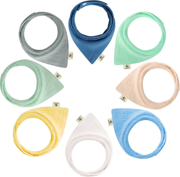 BEBOAN Baby Muslin Bandana Bibs 3-36 Months,8-Pack Cotton Drool Bibs for Baby