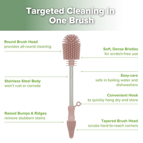 '-1pk haakaa Cleaning Brush Silicone Bottle Brush Double-Ended Soft Silicone Bristles for Breast Pumps, Breast Milk