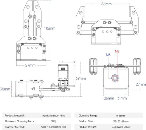 BigClaw Mechanical Claw Robot Gripper - DIY Pickup Robot without Servo