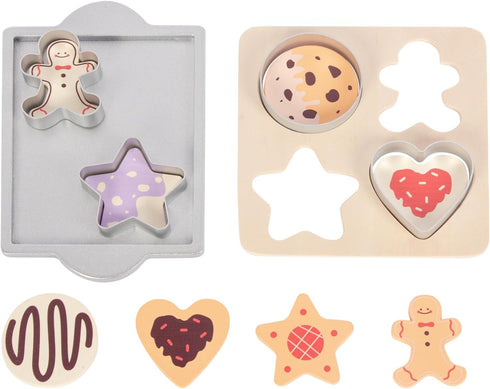 Wooden Gingerbread Cookie Baking Set, Play Food Sets for Toddlers, Play Kitchen