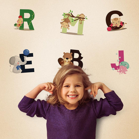 DEKOSH Animal Alphabet Kids Wall Decals - Peel & Stick Educational Stickers for Playroom Classroom