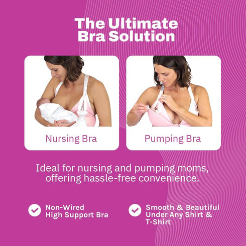 Nurturally Nursing and Pumping Bra, Adjustable Breast Pump Bra, Non-Wired Pumping Bra Hands Free, Breast Pump NOT