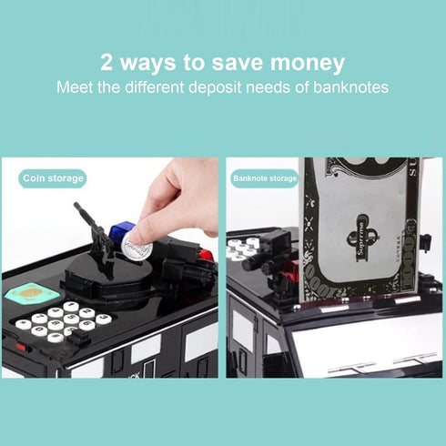Armored Car Piggy Bank, Easy to Use Password Money Bank Toy, Cool Plastic Automatic for Birthday Festival Gift