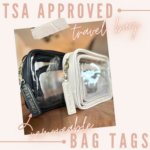 Set 3 Lucky Love Diaper Bag Organizing Pouches | of Including Diaper Clutch | Dry Wet Bag (Black Clear Trio Pouches