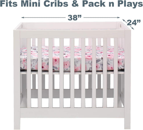 Bedtime Originals Blossom Mini Crib Sheet - Floral, Pink, Gray, White
