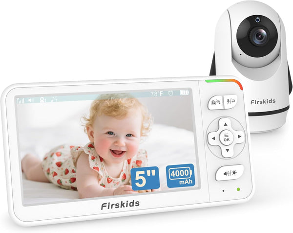 Firskids 5" Baby Monitor with Camera and Audio, No WiFi Travel Baby Monitor,