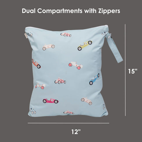 Bag,15x12 inches Ali+Oli Water Resistant Dual-Compartment Wet-Dry Bag for Travel, Hook to Stroller, Daycare, Diapers