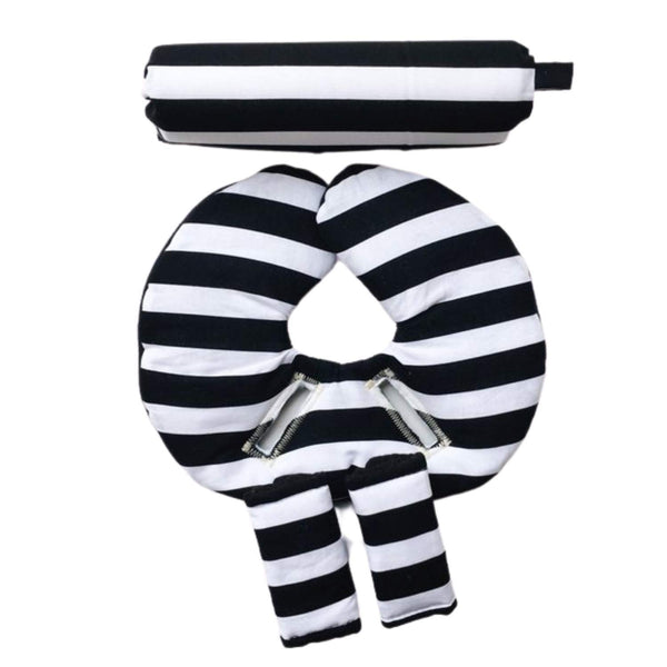 Infant Car Seat Head Support Set, Black White Stripes, Newborn Head Rest,