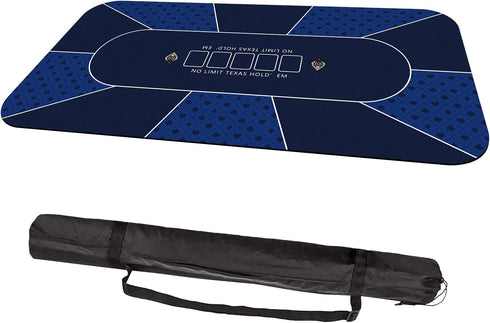 70 35 Inch 8 (70 35 Inch-Blue) x Poker Mat, Players Texas Hold'em Poker Rubber Mat Poker Topper for Tables, Folding
