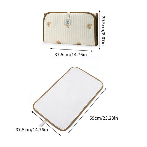 GKOXUQ Portable Baby Changing Pad Foldable & Water Proofing Mat Built-in Mesh Pocket for Newborns and Parents During