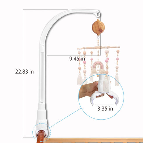 23-Inch 12 Crib Mobile, HI Baby Moment White Baby Mobile with Music Box, Lullabies, Rotary Crib Mobile Motor