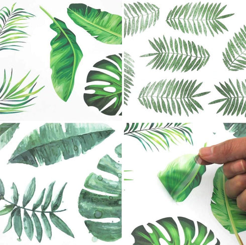 Leaf Wall Decals, H2MTOOL 64 PCS Removable Tropical Plants Stickers for Kids Nursery Room Decor