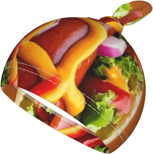 Chguyon Sets Hot Dog Newborn Swaddle Blanket Beanie Hat Funny Food Soft Baby Receiving Blanket Swaddle Sack Wraps