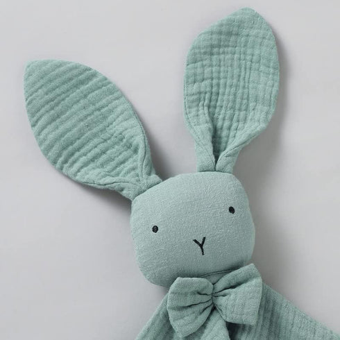 LAWKUL Baby Lovey Organic Cotton Muslin - Soft Security Blankets Comfy Lovie for Newborn Infants Boy Girls Unisex Bunny