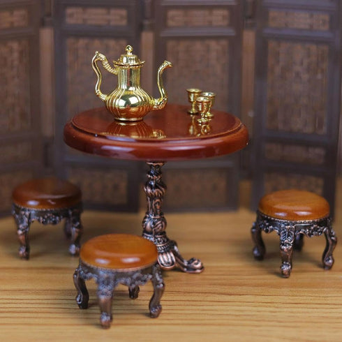 LUOZZY 1:12 Miniature Wooden Round Table Model for Dollhouse Accesories Miniature Side Table Dollhouse Furniture