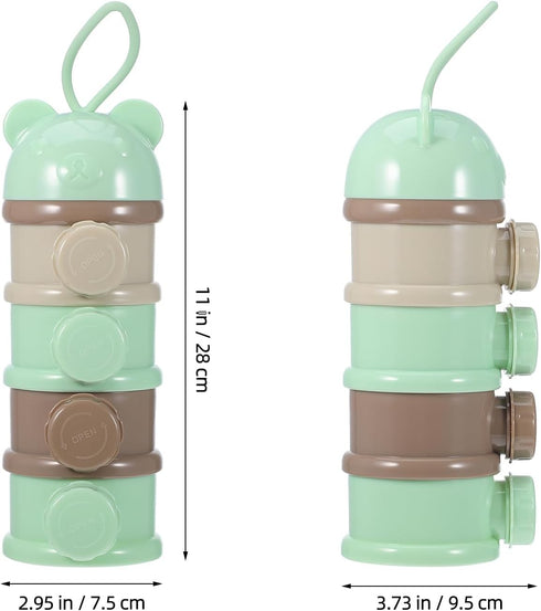 4 Formula Dispenser: Compartments Stackable Formula Container for Travel - Portable Baby Milk Powder & Snack Storage