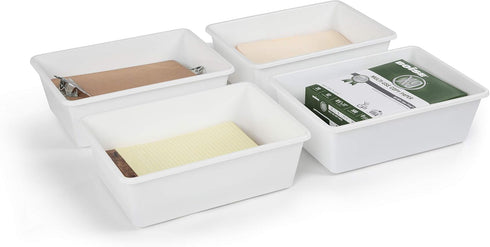 Humble Crew Large White Plastic Storage Bins - Set of 4