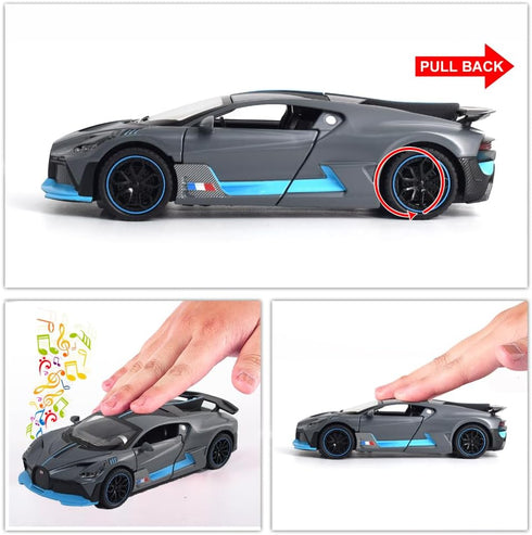1:32 Toy Cars Bugatti Divo Metal Model Diecast Cars with Light and Sound, Pull Back Toy for Boys