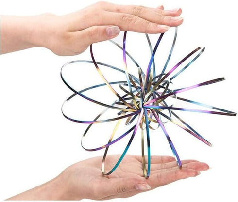 3 Pack Flow Ring Arm Magic Spring Sculpture Ring Game, Colored Kinetic Spring Interactive Stress Relief Rings
