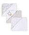 Spasilk Baby 3 Pack Soft Terry Hooded Towel Set for Newborn Boys and Girls, Grey Zebra