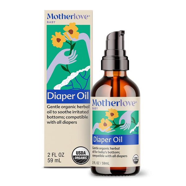 Motherlove Diaper Oil (2 oz) Soothing Vegan diaper Rash OilOrganic, Cloth diaper