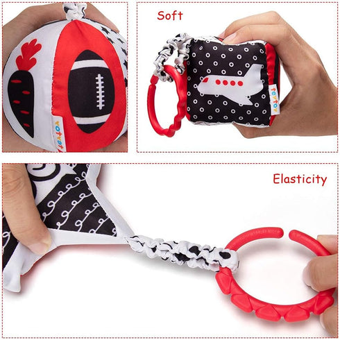 teytoy High Contrast Baby Stroller Toy, Black and White Infant Pattern Rattle, Easy Clip Hanging Toy for Newborns