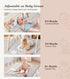 FUNNY SUPPLY 6 Wooden Play Gym with Beige Mat, Foldable Baby Play Gym, Infant Activity Mat with Hanging Toys, Natural