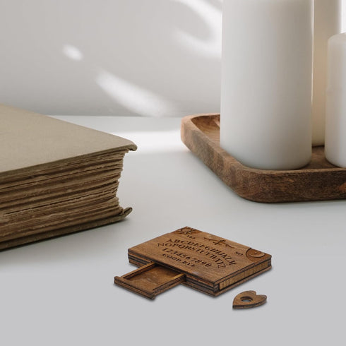 6.00X4.30X0.80cm/2.36X1.69X0.31in LOGOFUN Miniature Wooden Spirit Board with Planchette Mini Tiny Spirit Talking Board