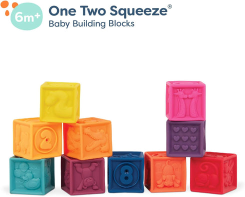 B. toys Baby Blocks, Stacking & Building Toys for Babies, 10 Soft Educational Blocks for Ages 6+