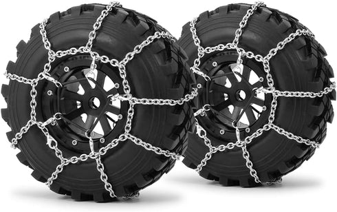 4Pcs 1.9/2.2inch Wheel Tires Metal Snow Chains for 1/10 TRX-4 Axial SCX10 90046 RC Crawler Car (130MM) by WEFEINO