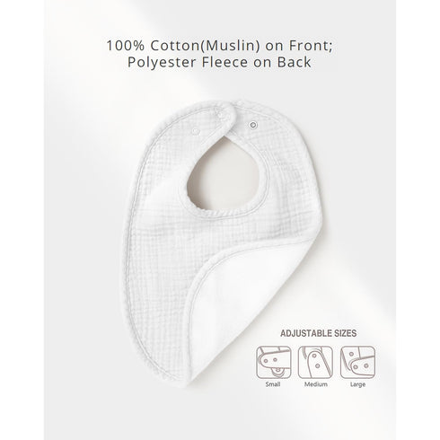 6-Pack Konssy Muslin Baby Bibs for Boys & Girls, Soft Cotton Absorbent Bandana Drool Bibs for Drooling & Teething