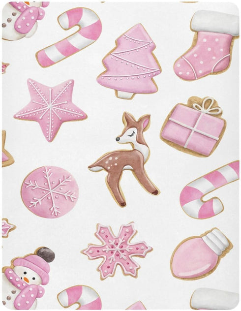J JOYSAY Pink Christmas Cookies Fitted Crib Sheet for Boys Girls Baby Crib Sheet