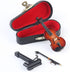 Dselvgvu Wooden Miniature Violin with Stand - Mini Musical Instrument Dollhouse Model Ornament