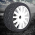 2Pcs Racing Car Rubber Wheel Hub Tires for 1/8 On-Road Racing RC (White)
