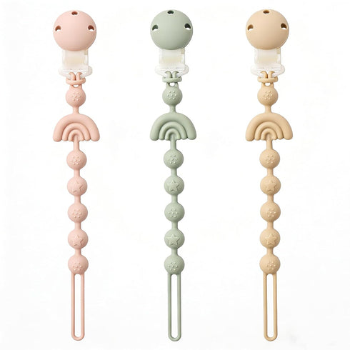 Baby Pacifier Clips One Piece Binky Clip Holder Silicone Teether Clip Pacifier