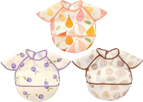 CoolaPeach Feeding Bibs for Baby,3 Pack-Waterproof & Easy Clean Baby Bibs for Eating,Toddlers