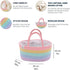 OrganiHaus Pastel Rainbow Nursery Storage Basket, Cotton Rope Toy & Diaper Caddy Organizer with Handles, Baby Diaper