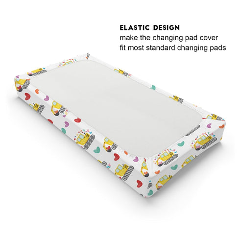 Valentine Truck Love Excavator Changing Pad Cover, Soft Stretch Fitted Changing Table Mats for Boys Girls, 32" x 16"