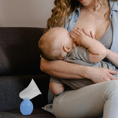 Set 2pcs Abaodam Manual Breast Pump for New Mothers, Portable Breastfeeding Suction Device with (Pink Blue)